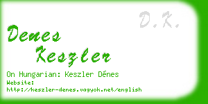 denes keszler business card